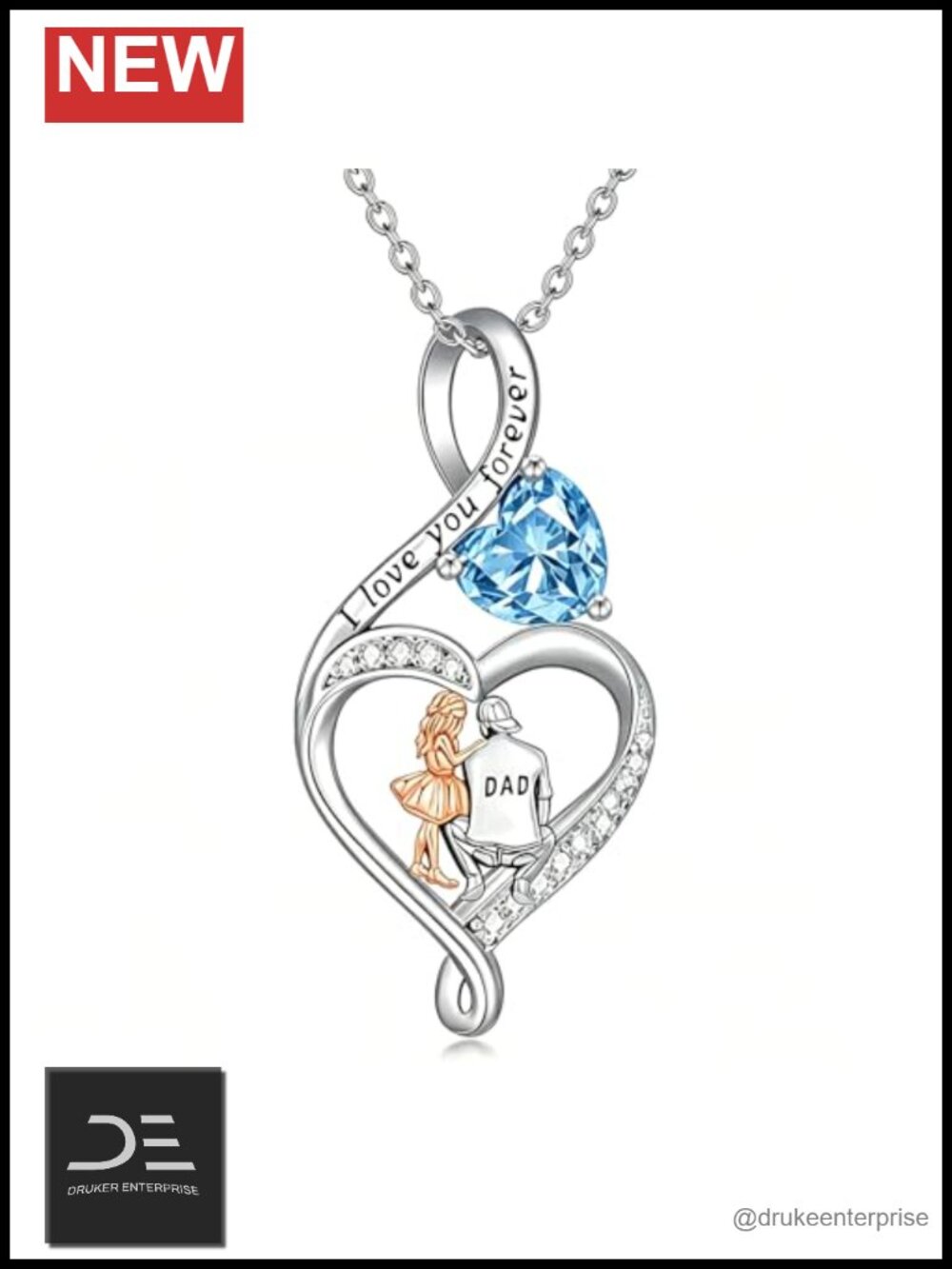 925 Sterling Silver Father Daughter Infinity Birthstone Necklace